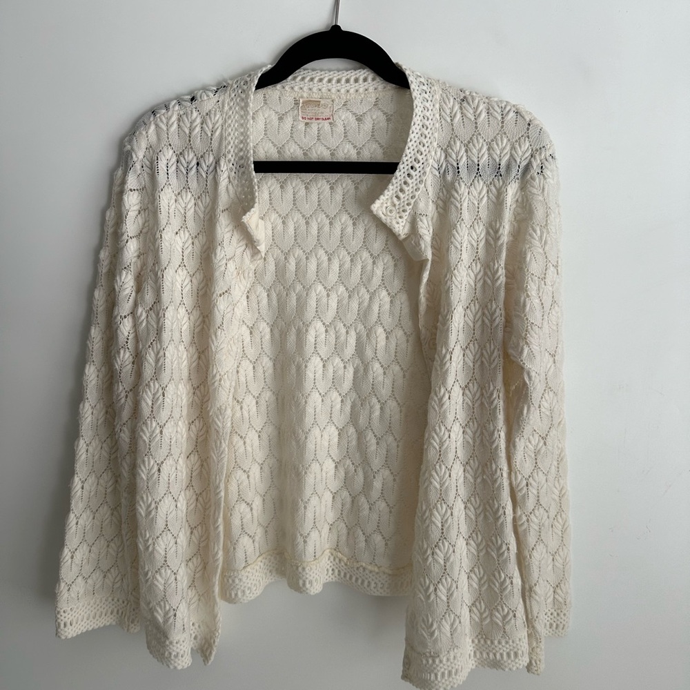 Vintage Cream Knit Cardigan Sweater